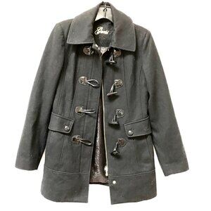 Guess Coat Peacoat Black Size Small Jacket Horn Clasps Toggle Warm EUC
